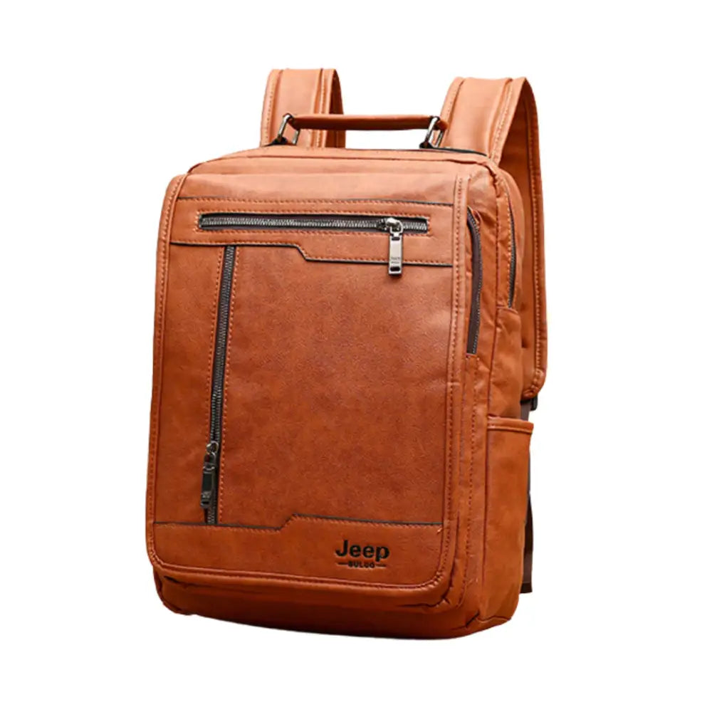 Sac à dos cuir homme travail Jeep II en cuir brun pour homme élégant et pratique