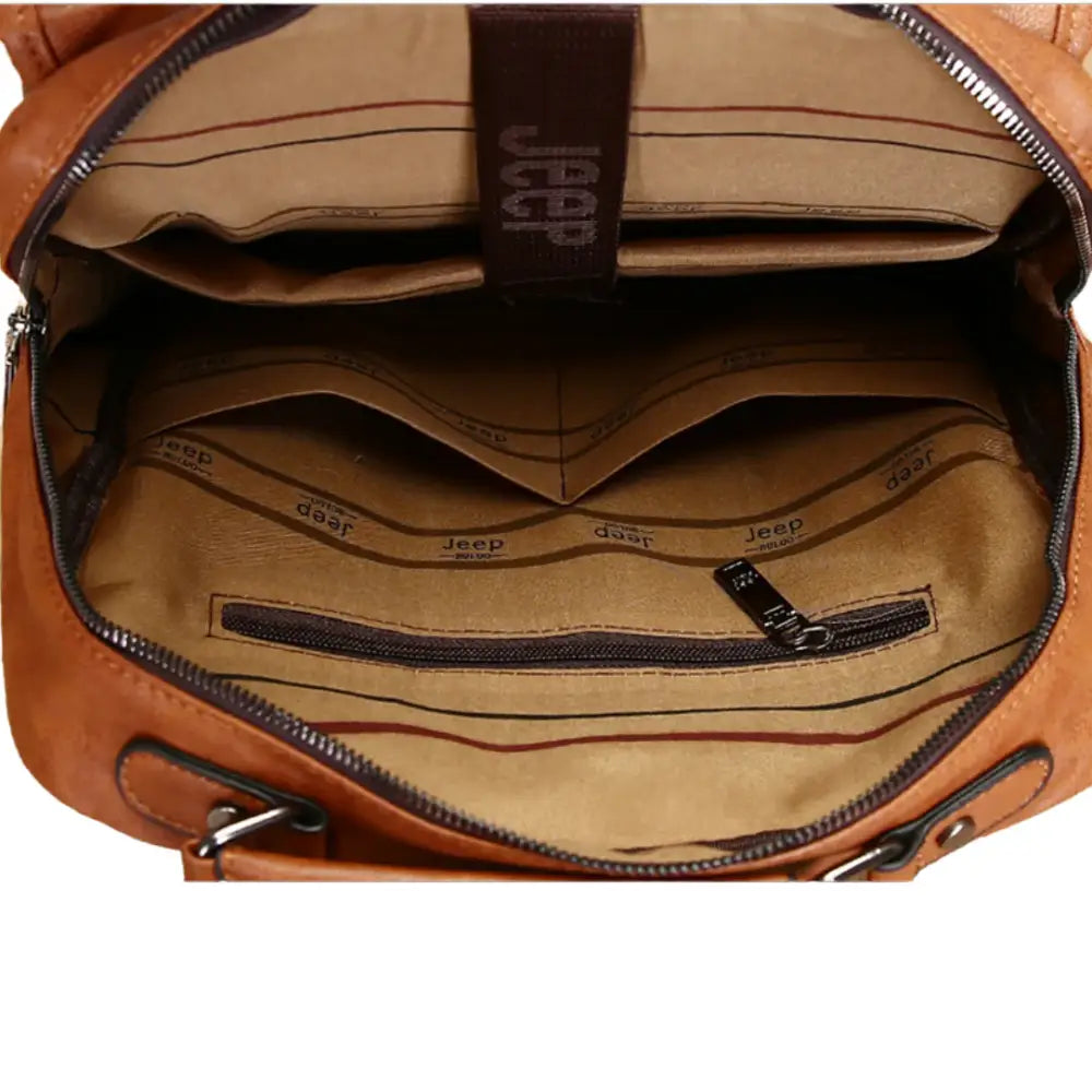 Sac à dos cuir homme travail ouvert en cuir marron pour homme élégant