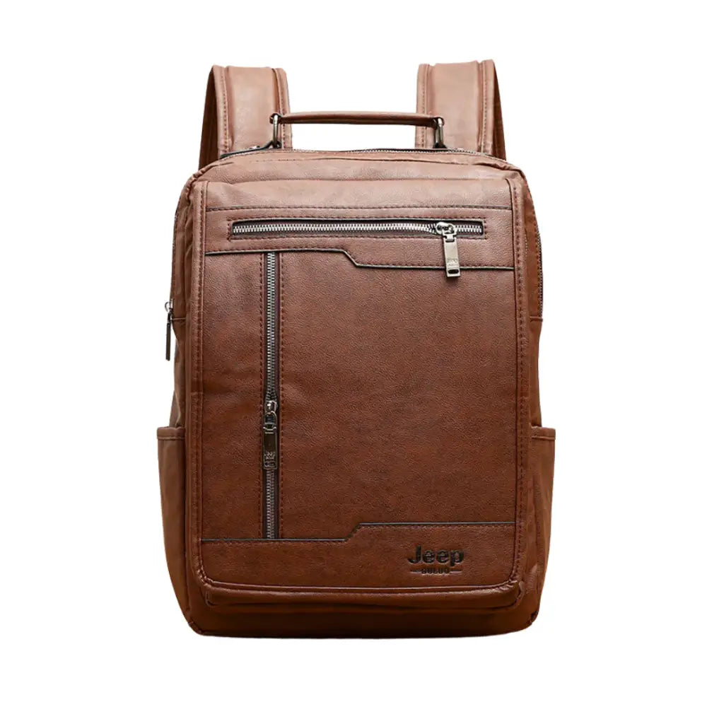 Sac à dos cuir homme Jeep II en cuir brun pour le travail et le quotidien