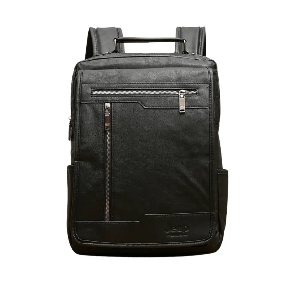 Sac à dos cuir homme Jeep II en cuir noir pour travail et élégance