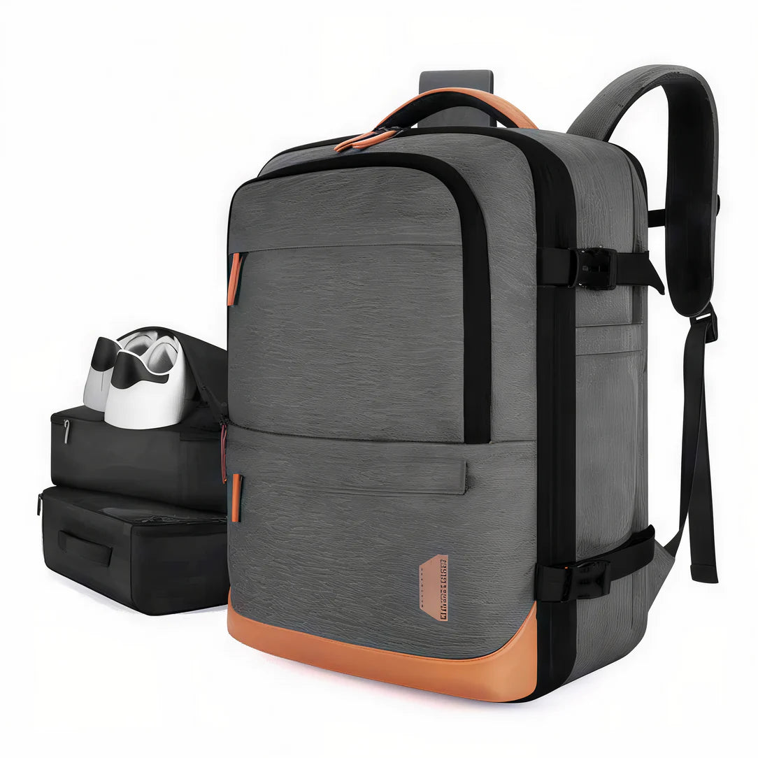 Sac à dos de voyage gris 45x36x20cm avec compartiment à chaussures pour compagnies aériennes