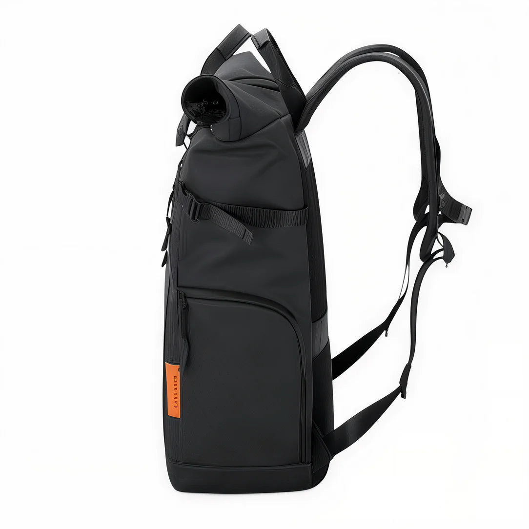 Sac à dos étanche 25L roll top noir pour voyage et aventure robuste