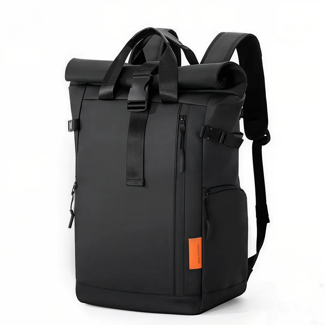 Sac à dos étanche 25L roll top Tango avec poche noir robuste et style moderne