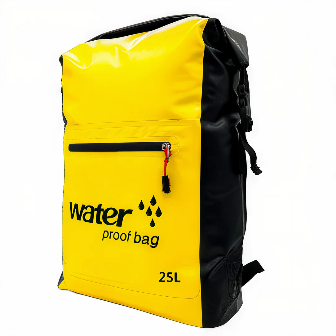 Sac à dos étanche 25L jaune et noir pour waterproof et protection isotherme