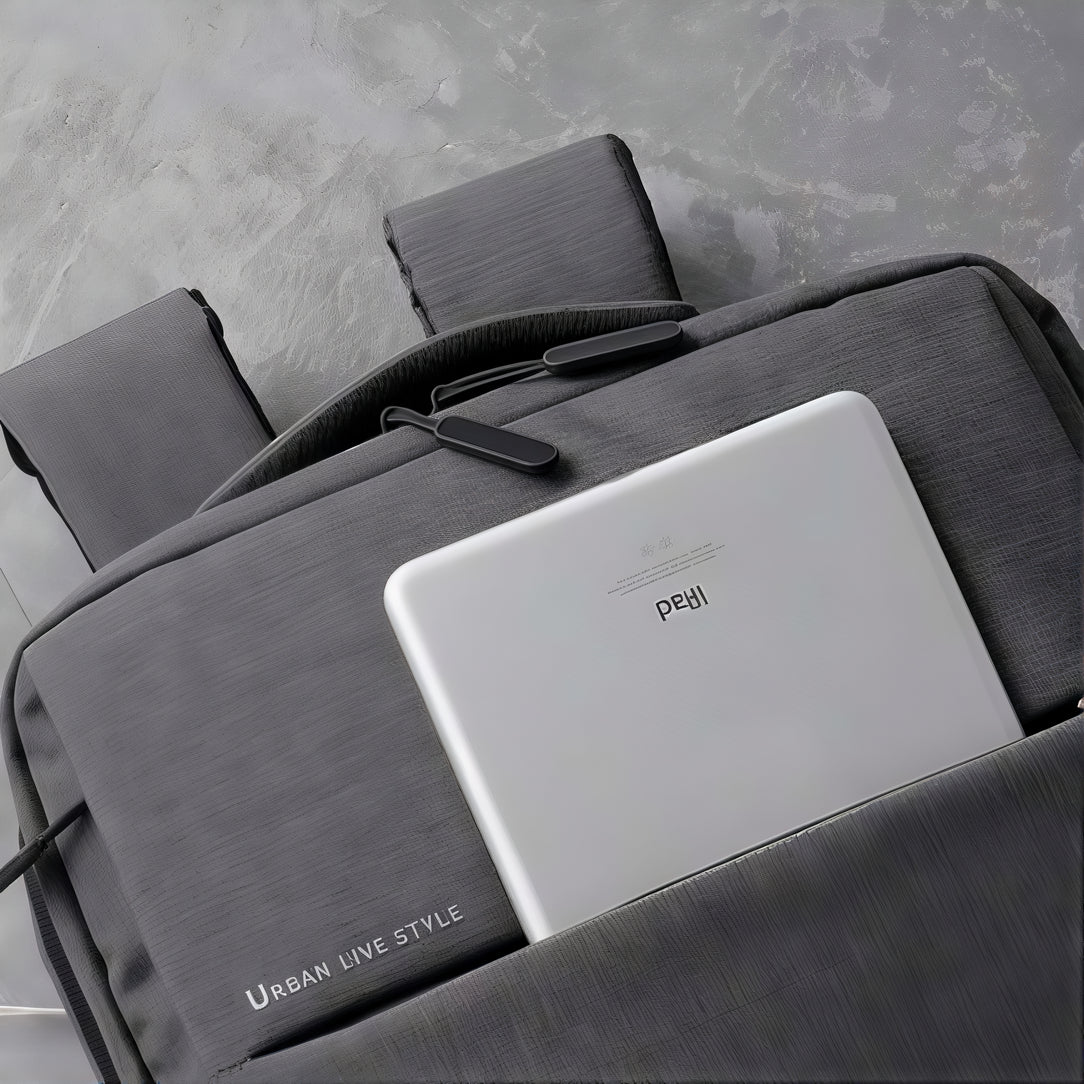 Sac à dos étudiant ordinateur Logedia One gris avec tablette pour ordinateur Logedia