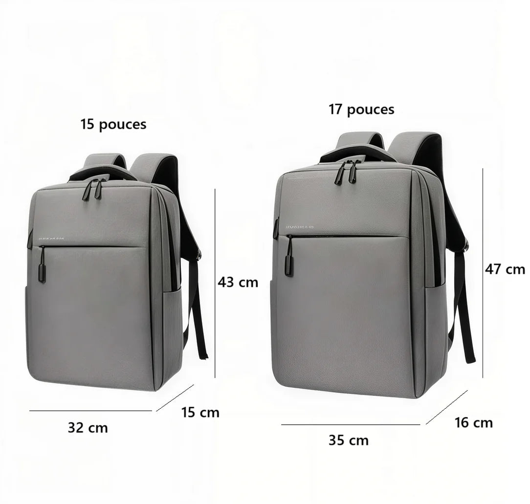 Deux sacs à dos gris ordinateur Logedia One avec dimensions pour étudiant