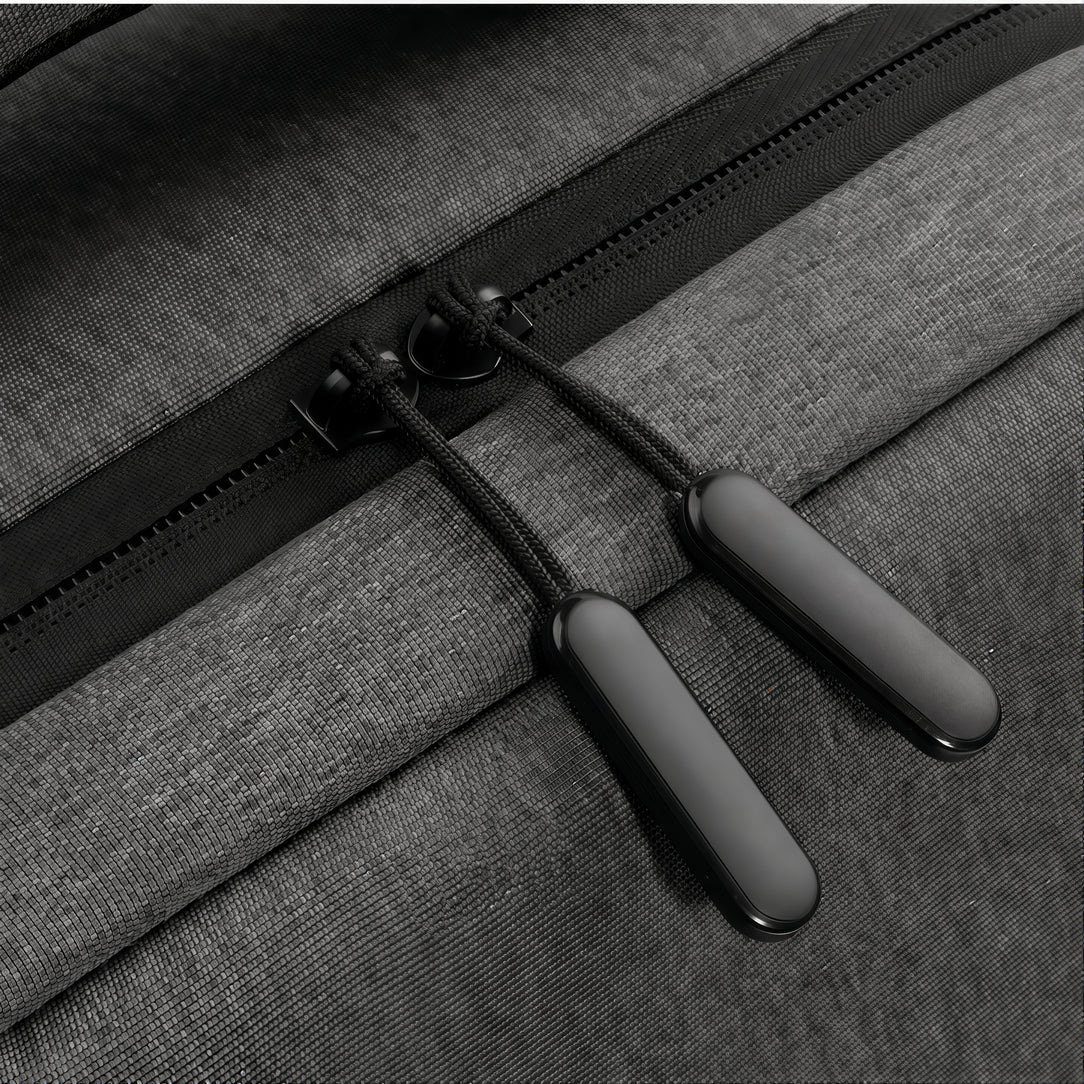 Sac à dos étudiant ordinateur Logedia One avec tissu gris et fermeture éclair noire