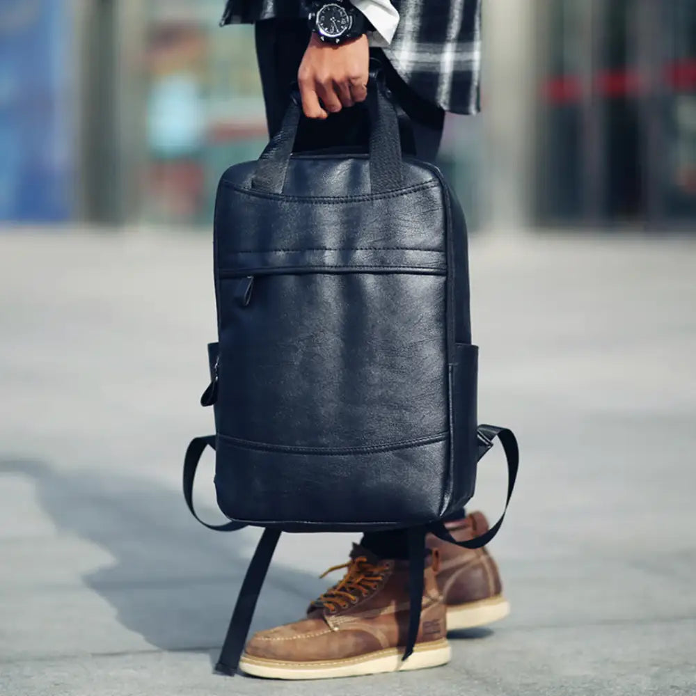 Sac à dos homme en similicuir Ebonor avec design en cuir noir élégante