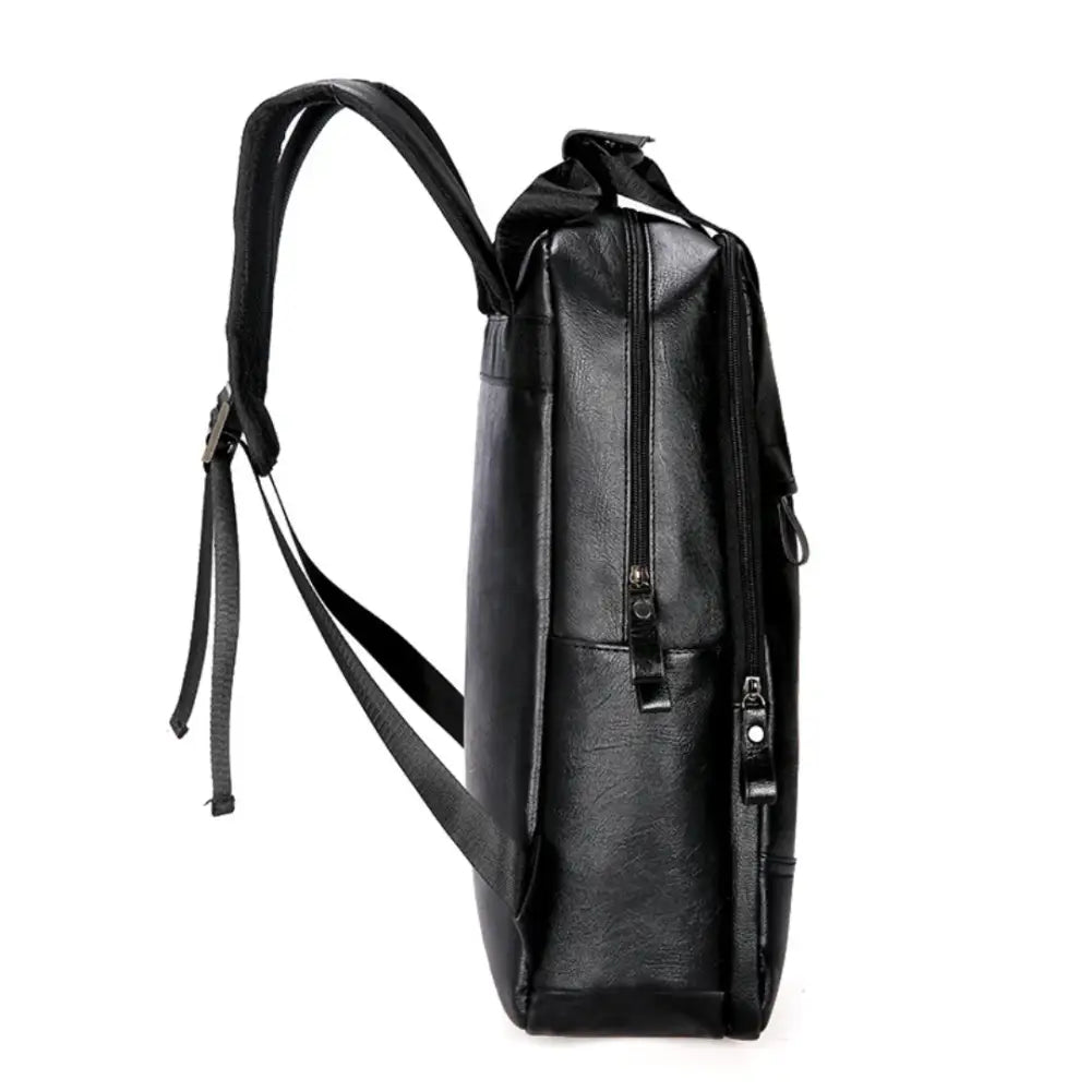 Sac à dos homme en similicuir Ebonor noir avec poignée et poches extérieures