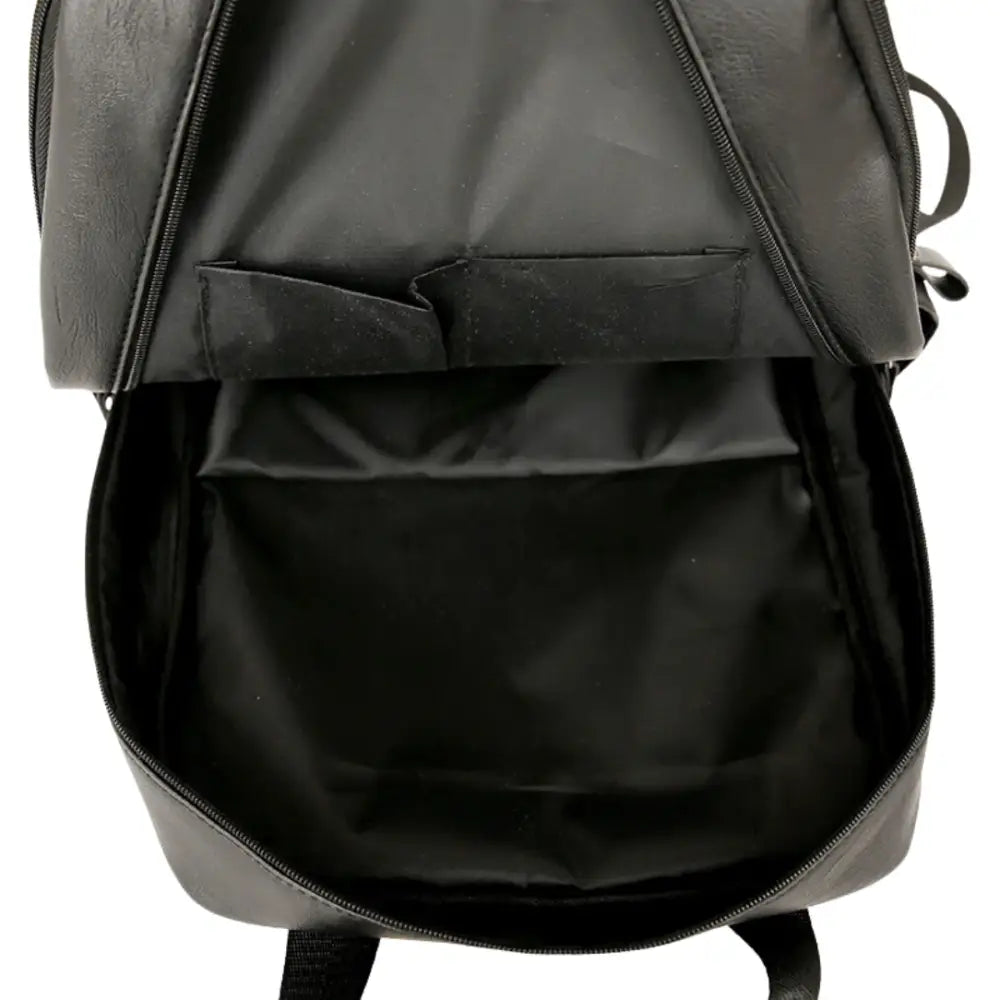 Sac à dos homme en similicuir noir ouvert, Ebonor style et design tendance