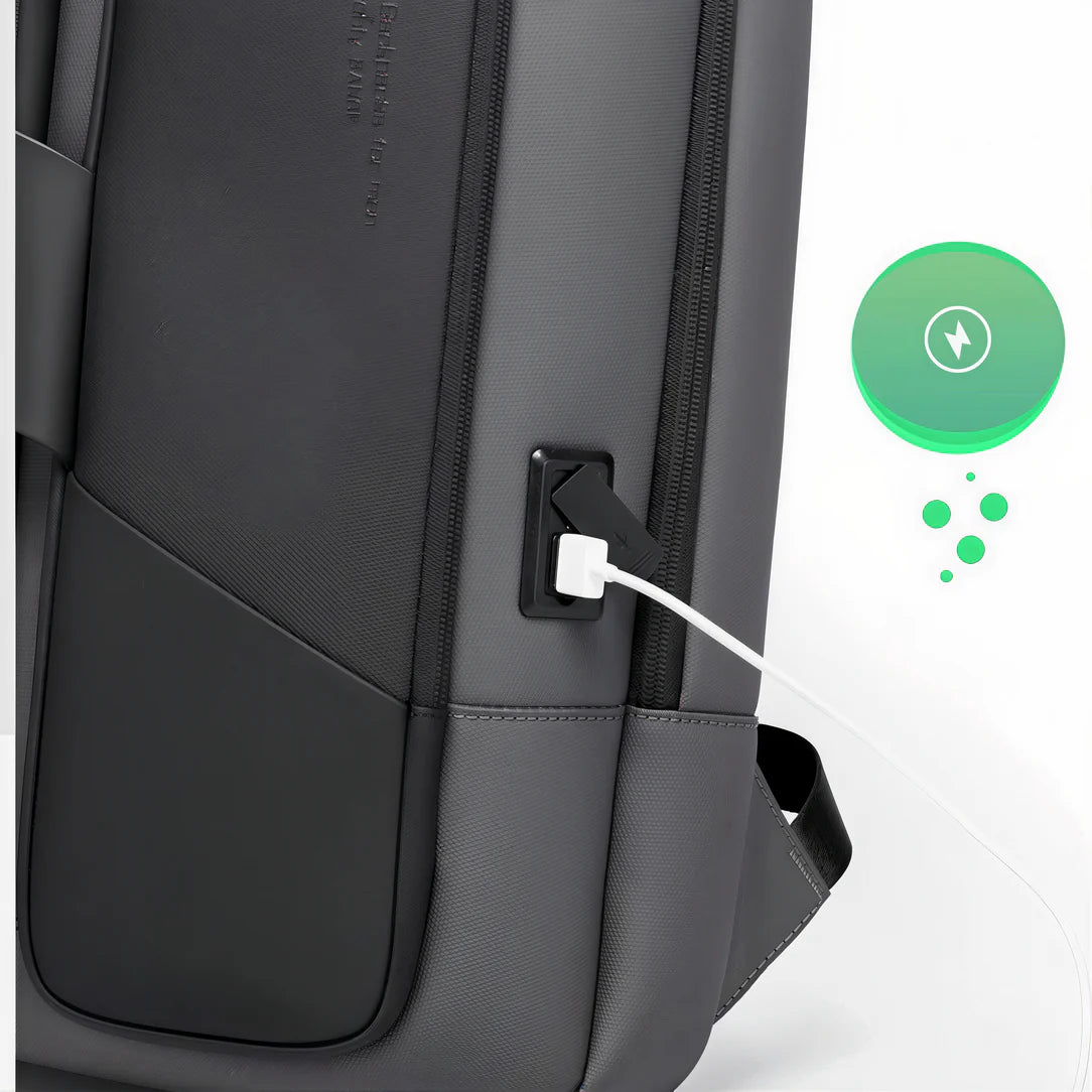 Sac à dos homme ordinateur 15 pouces gris avec port USB - Trackline