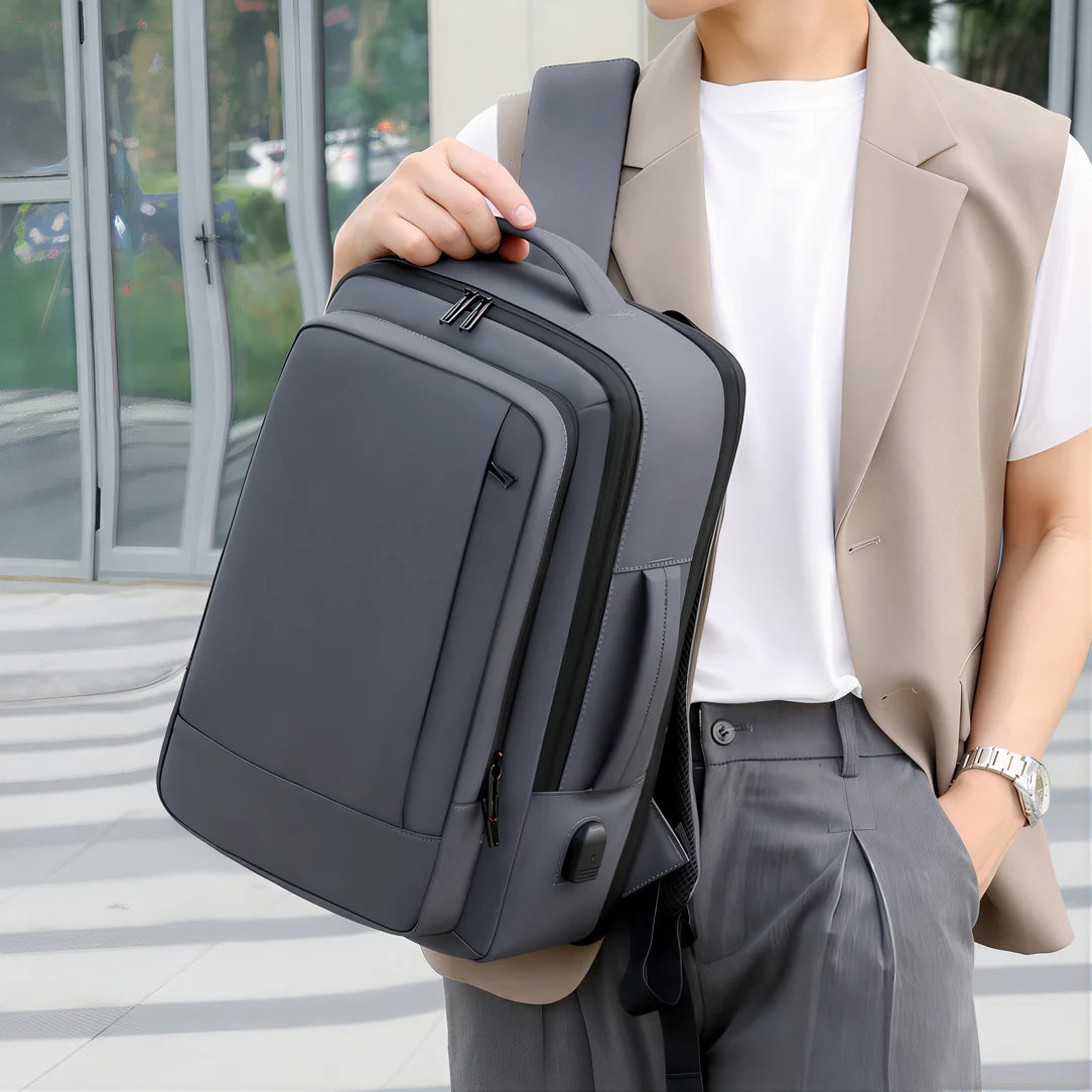 Sac à dos moderne pour ordinateur Straton avec port USB gris