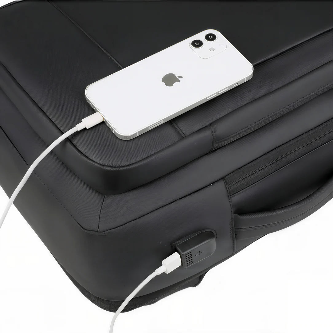 Sac à dos moderne pour ordinateur Straton avec port de chargement et smartphone blanc