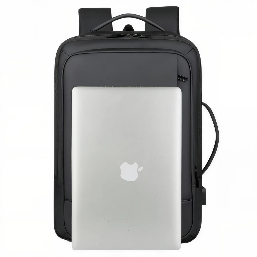 Sac à dos moderne pour ordinateur Straton avec sac à dos noir et ordinateur portable argenté