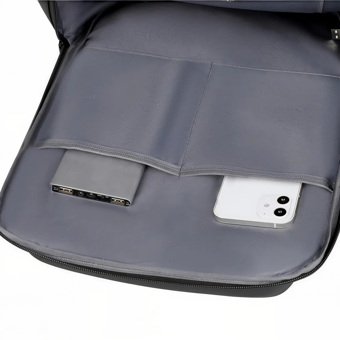Intérieur gris du sac à dos moderne pour ordinateur Straton avec poches organisatrices