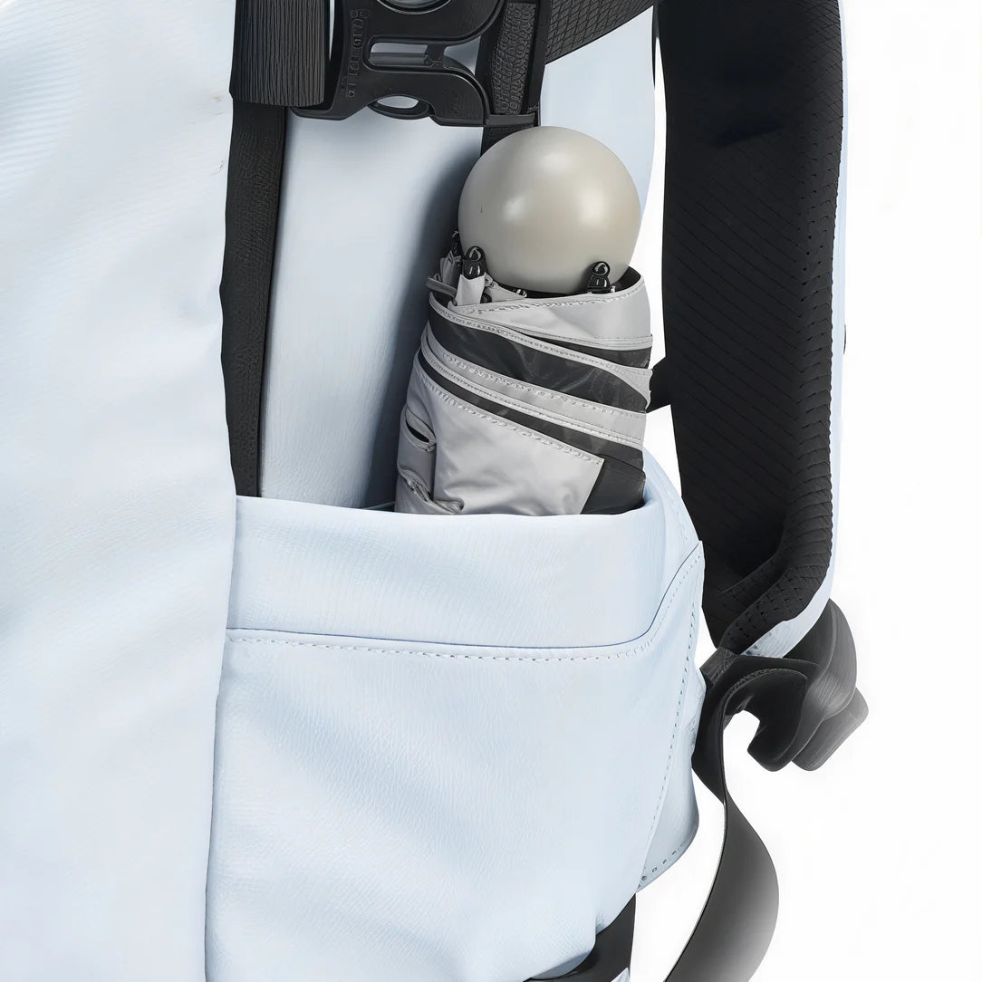 Sac à dos multi compartiment femme Partiva X avec nombreuses poches et parapluie bleu clair