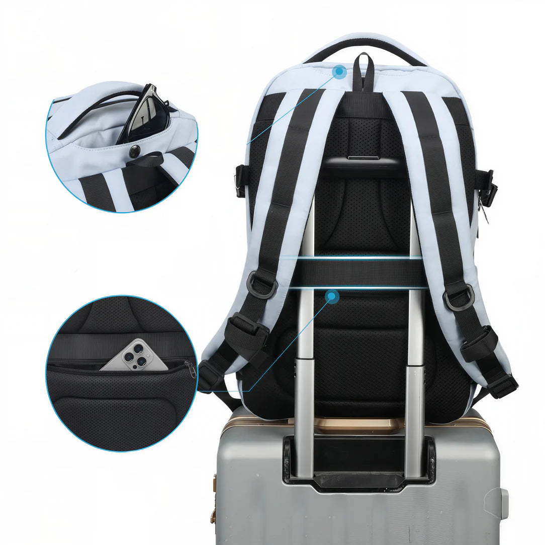 Sac à dos femme avec nombreuses poches et passant Luggage pour un rangement pratique
