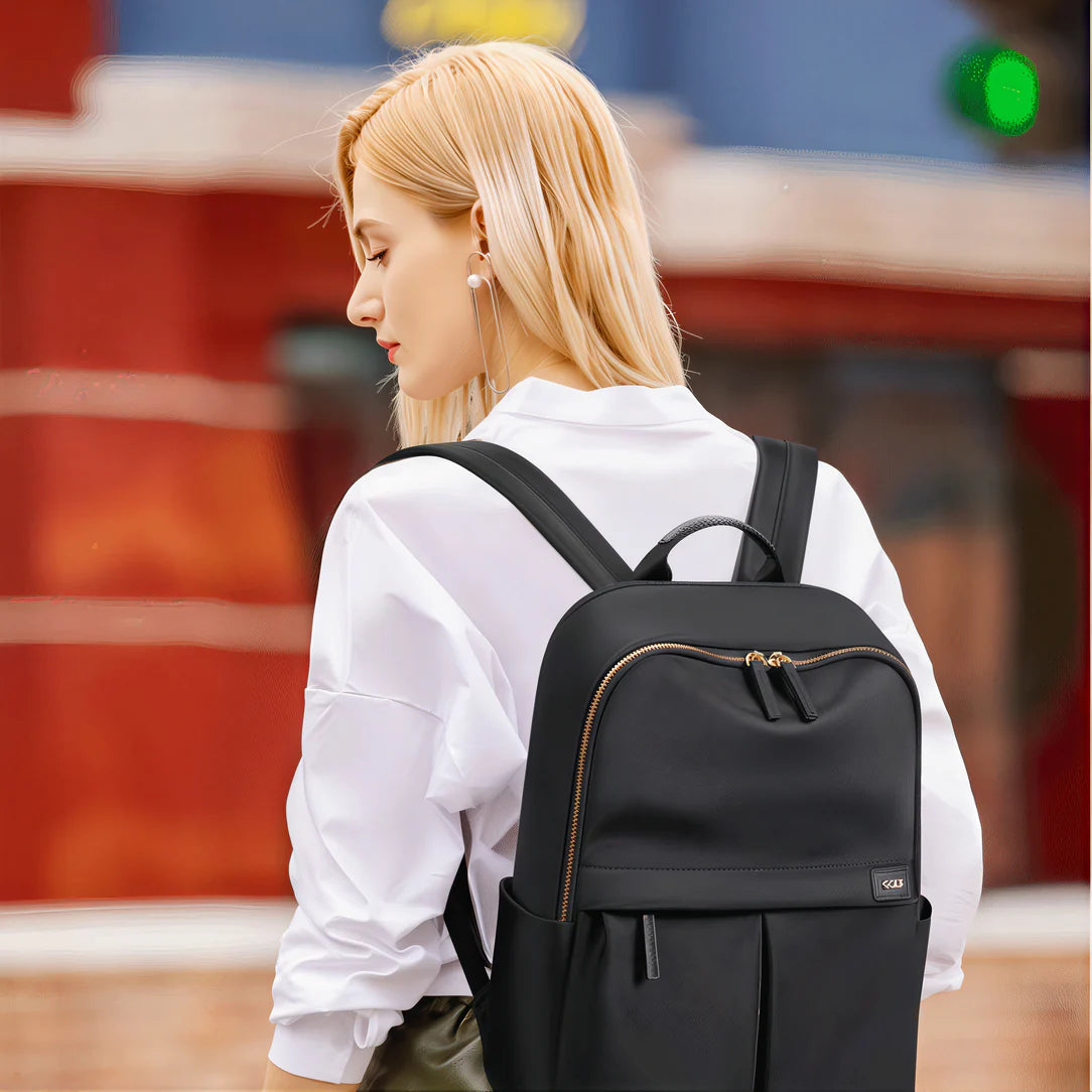 Sac à dos ordinateur 16 pouces femme Nexline 16 avec noir et zips dorés