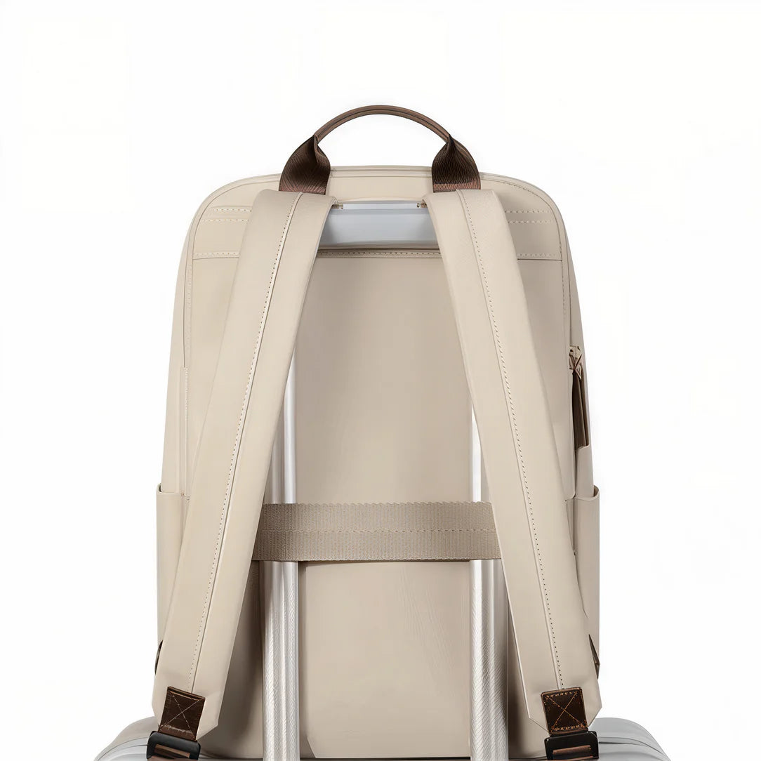 Sac à dos ordinateur 16 pouces femme Nexline 16 beige avec accents marron