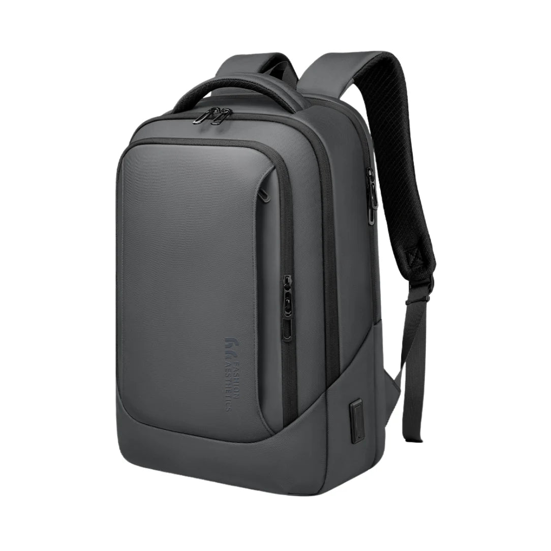 Sac à dos gris et moderne.