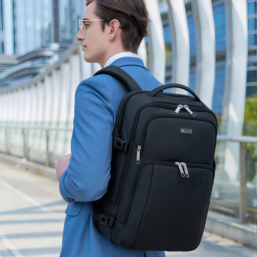 Sac à dos ordinateur 18 pouces antivol Wiersaam avec cadenas TSA, noir élégant
