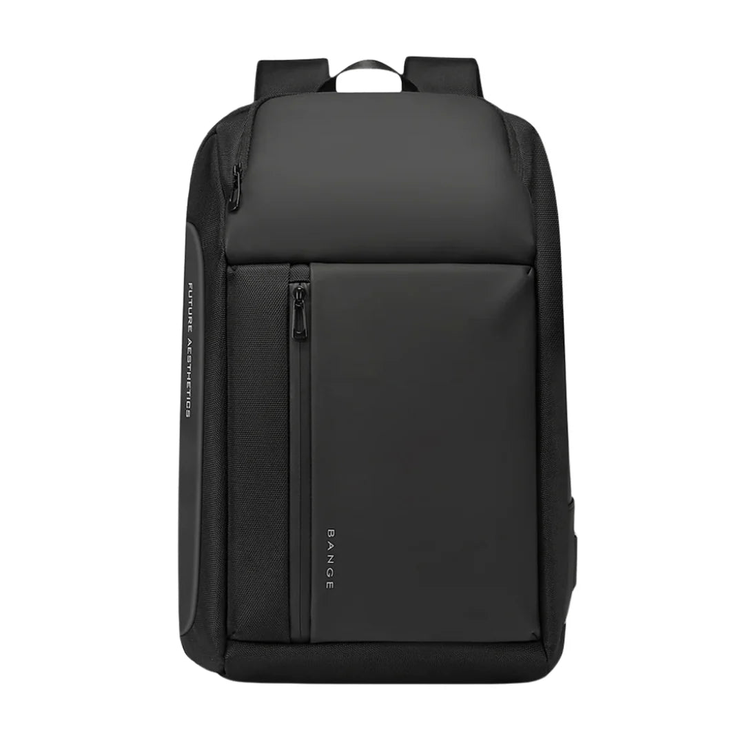 Sac à dos noir avec poche zippée.