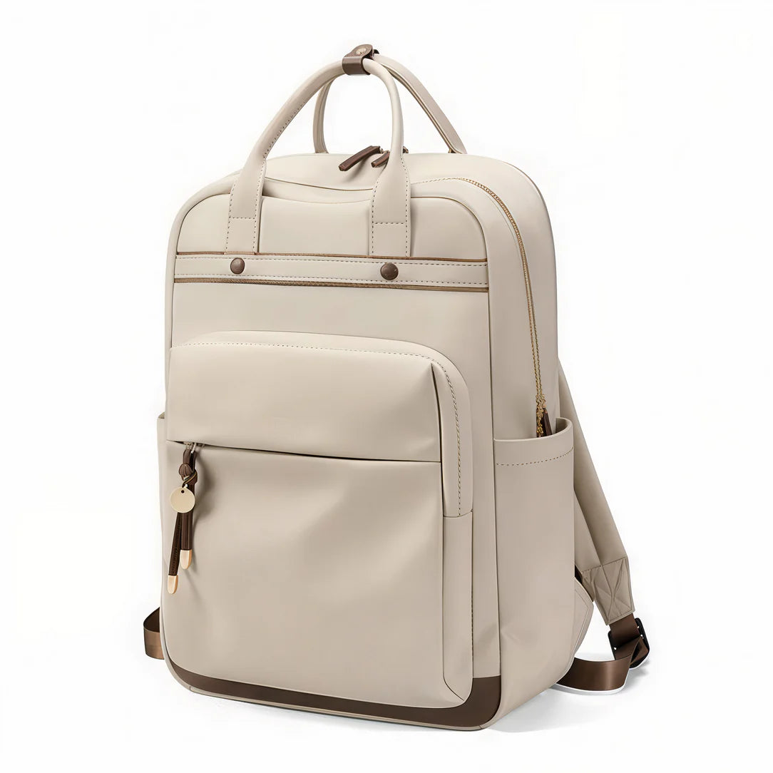Sac à dos pratique femme Golf Femina en cuir beige avec accents marron pour femme golf femina