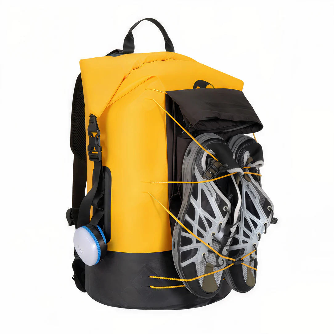 Sac à dos randonnée étanche IPX6 TPU avec sac à chaussures jaune et noir