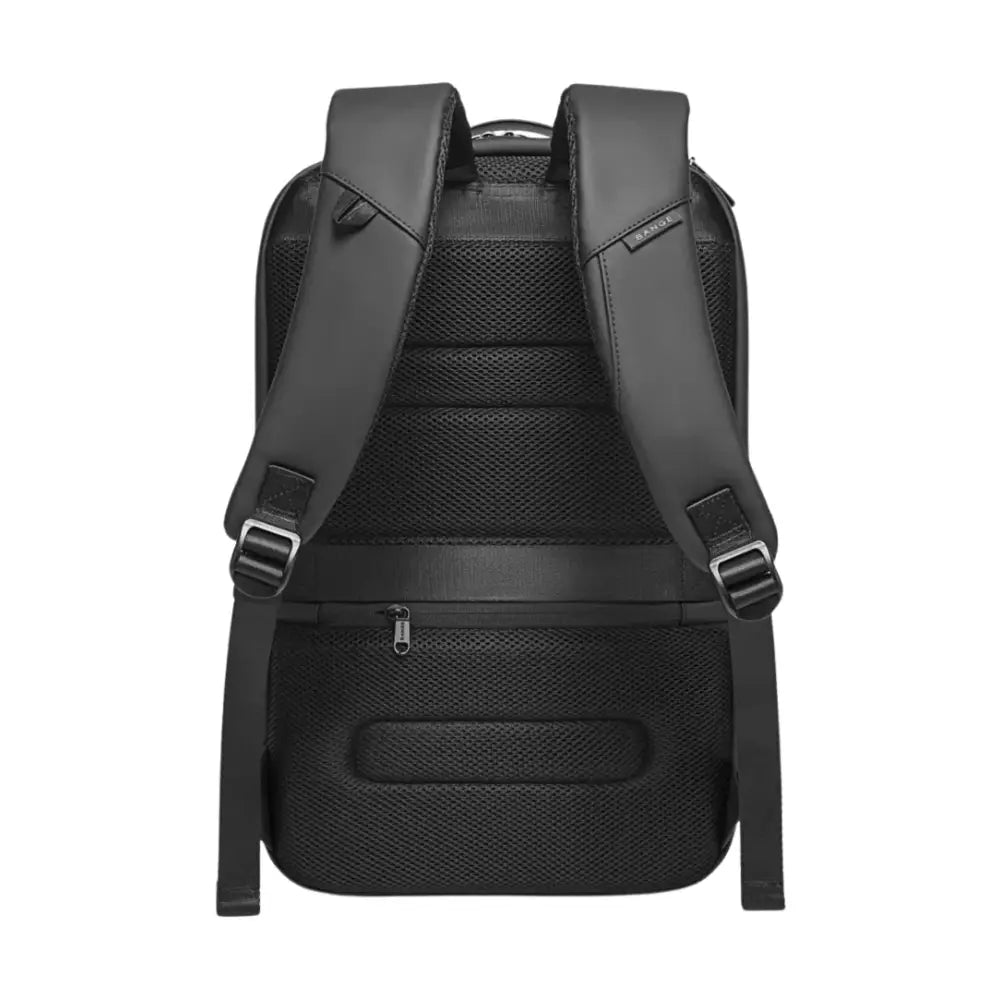 Sac à dos noir avec bretelles rembourrées.