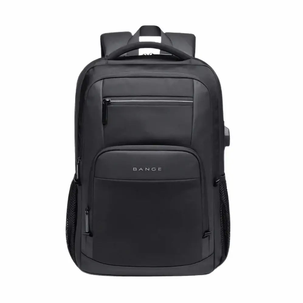 Sac à dos noir à compartiments multiples.