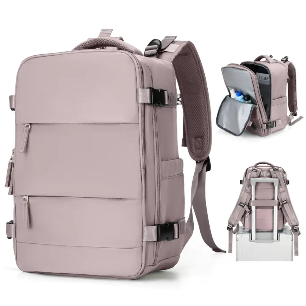 Sac à dos voyage cabine 40x25x20 mauve avec multiples compartiments Skyfold