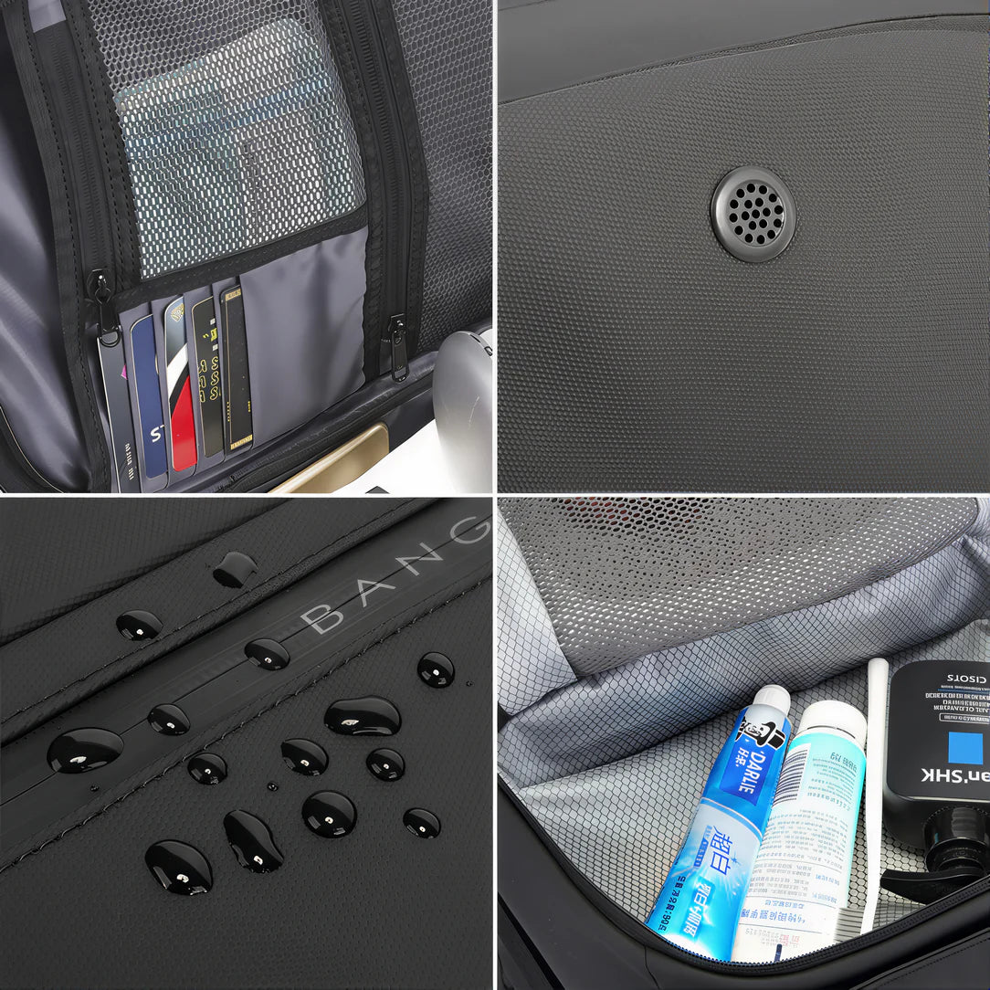 Détails du sac à dos voyage ordinateur cabine CabLink en noir avec poches zippées