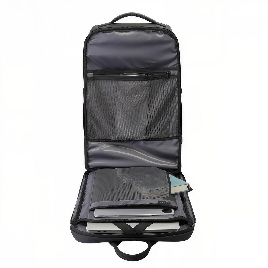 Sac à dos voyage ordinateur cabine noir ouvert, pratique et spacieux pour vos déplacements