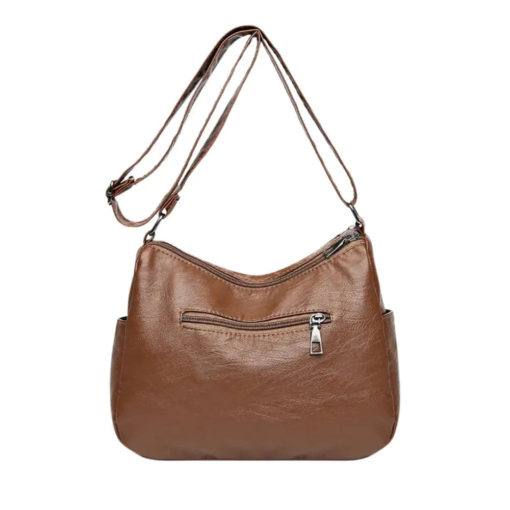 Sac à bandoulière multipoches en cuir marron, sac à main bandoulière Lederra