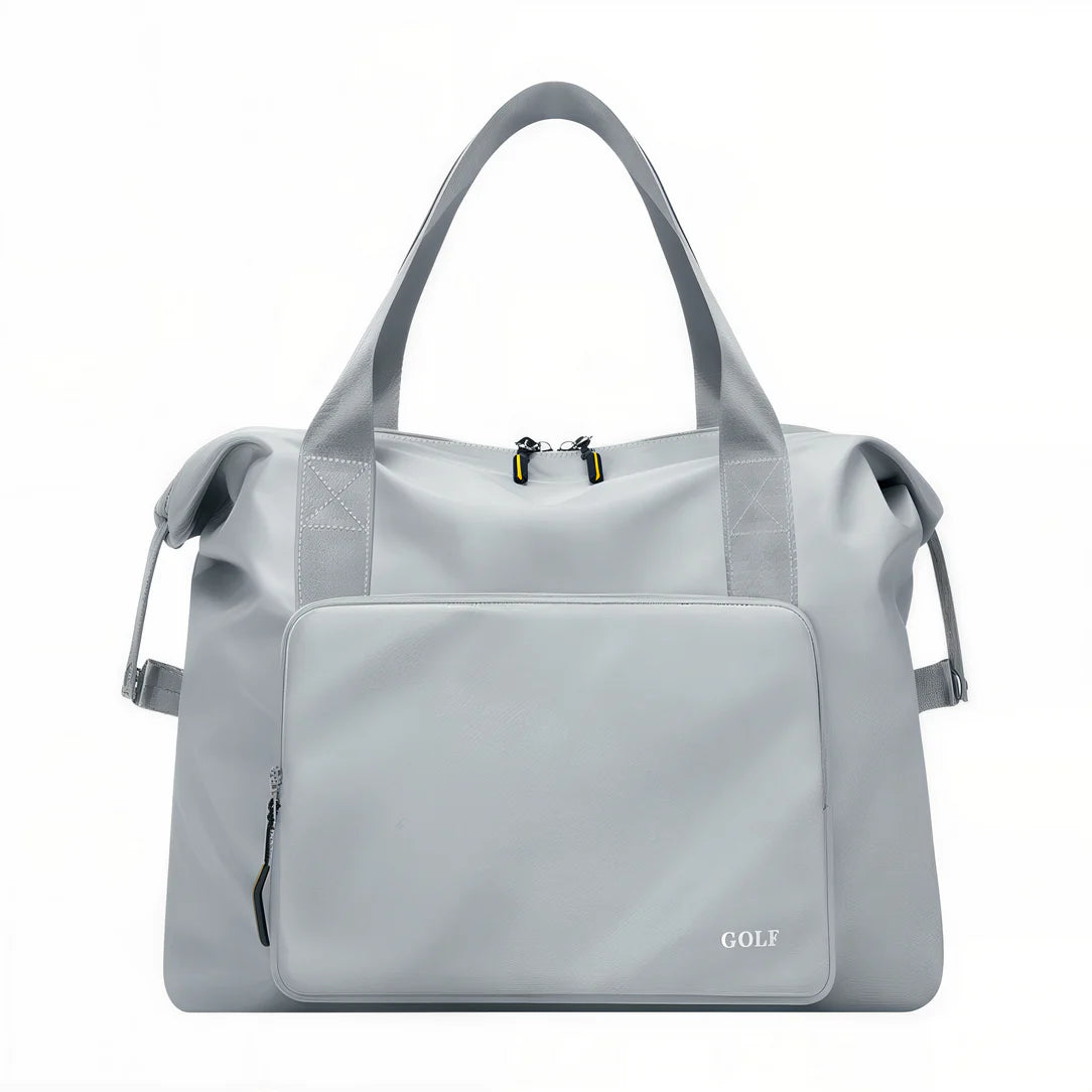 Sac à main de voyage gris avec bagage golf duffel, parfait pour vos déplacements