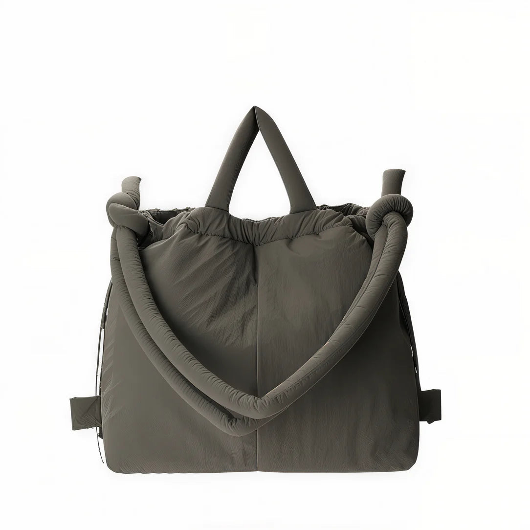 Sac à main et dos modulair avec sac à main gris rembourré à poignées nouées