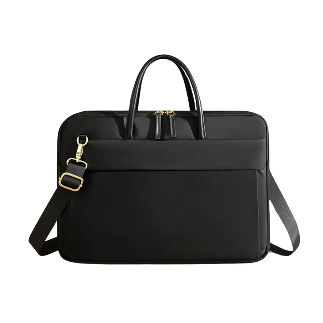 Sac à main ordinateur élégant femme avec finitions cuir et bandoulière ajustable