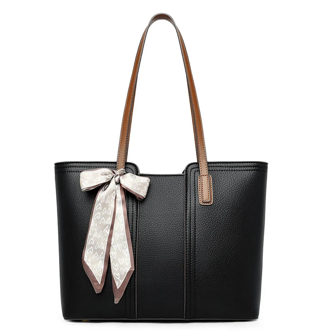 Sac à main porté épaule en cuir texturé avec ruban, Mereen, fashion élégant