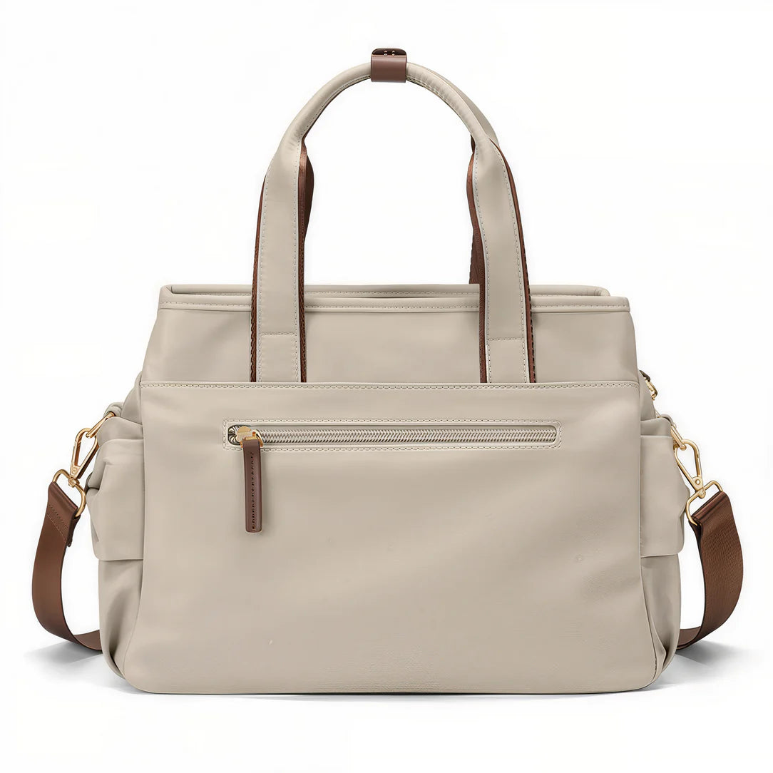 Sac à main tendance Beige tote bag with brown accents pour un style chic et moderne