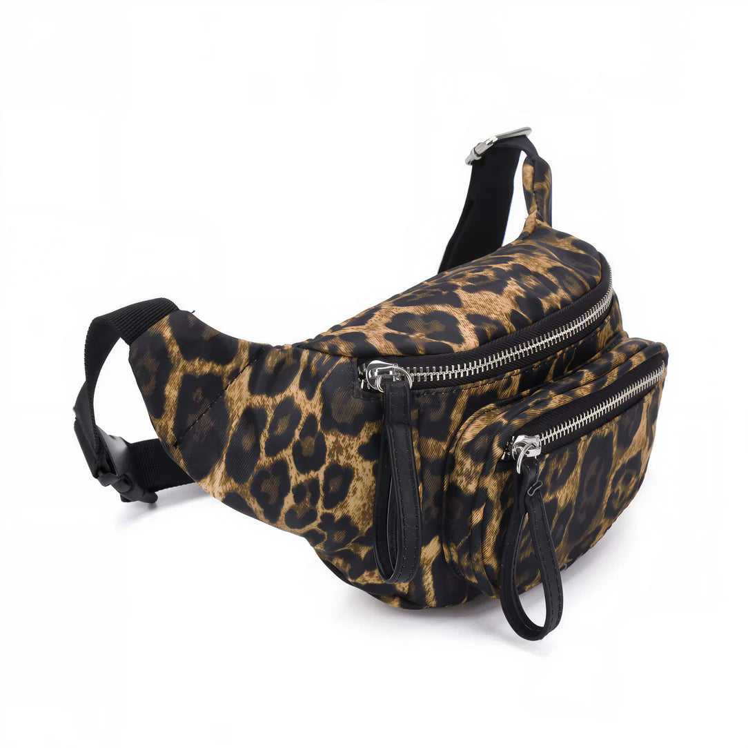 Sac banane multipoches léopard, sac banane modes à motif léopard pour femme