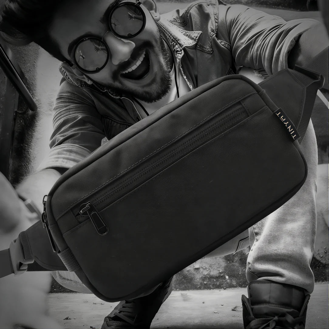 Sac banane noir de la Black Edition Tinyat, sac banane élégant et pratique
