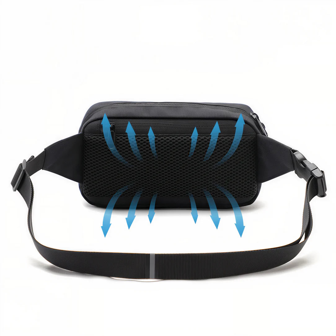 Sac banane noir Black Edition Tinyat avec ventilation arrows pour confort optimal