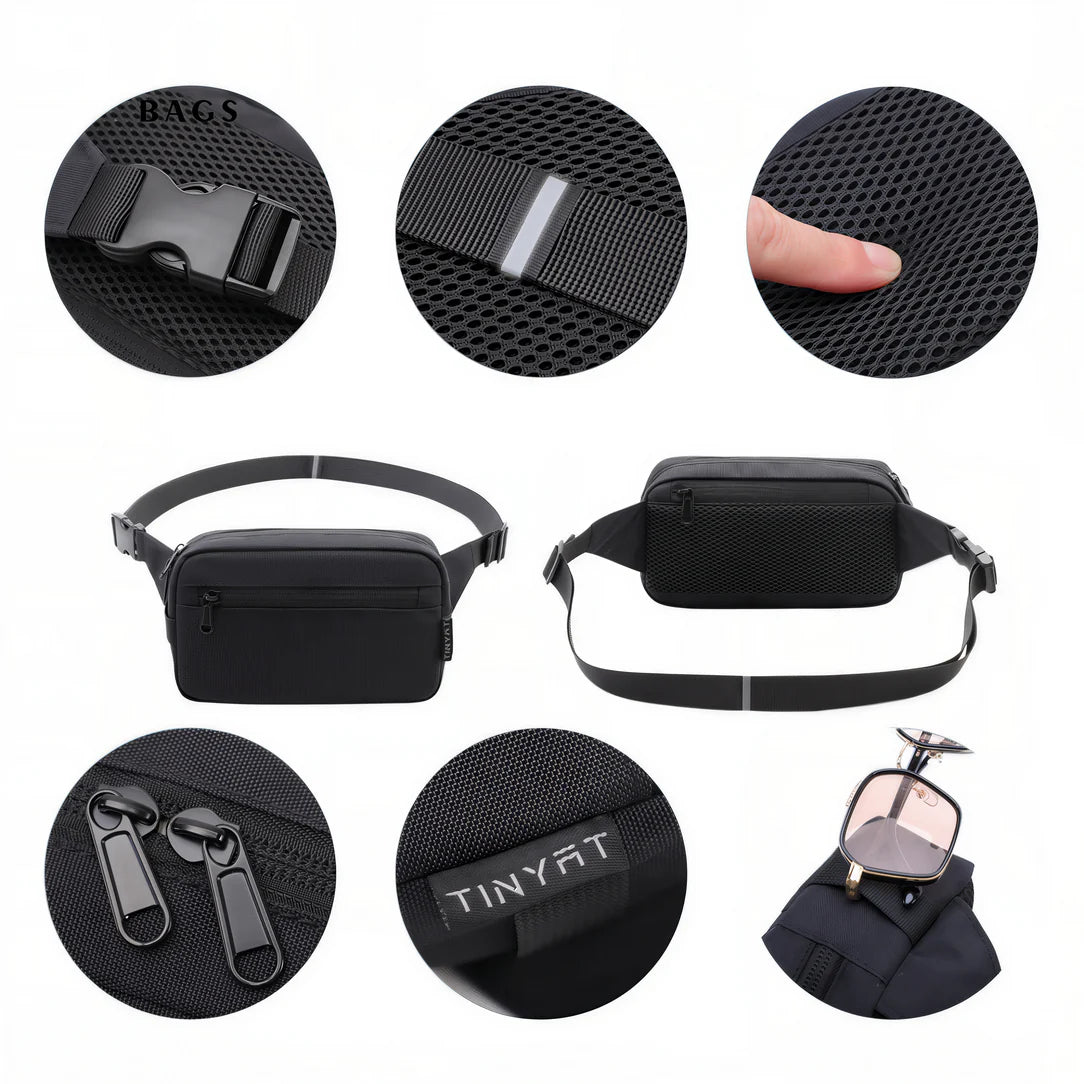 Sac banane noir Black Edition Tinyat avec détails, sac banane, black edition tinyat