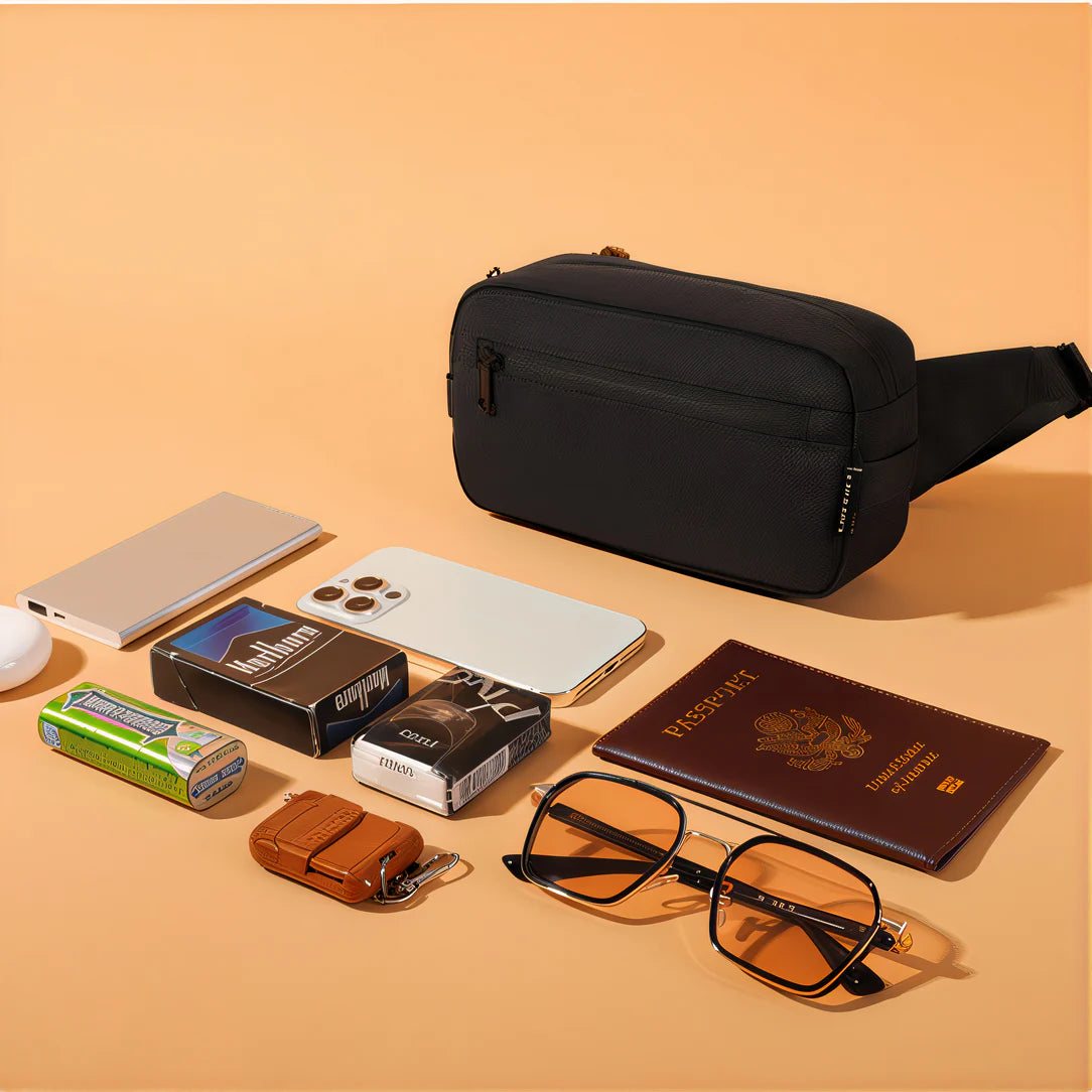 Sac banane noir Black Edition Tinyat, sac banane élégant et pratique pour tous