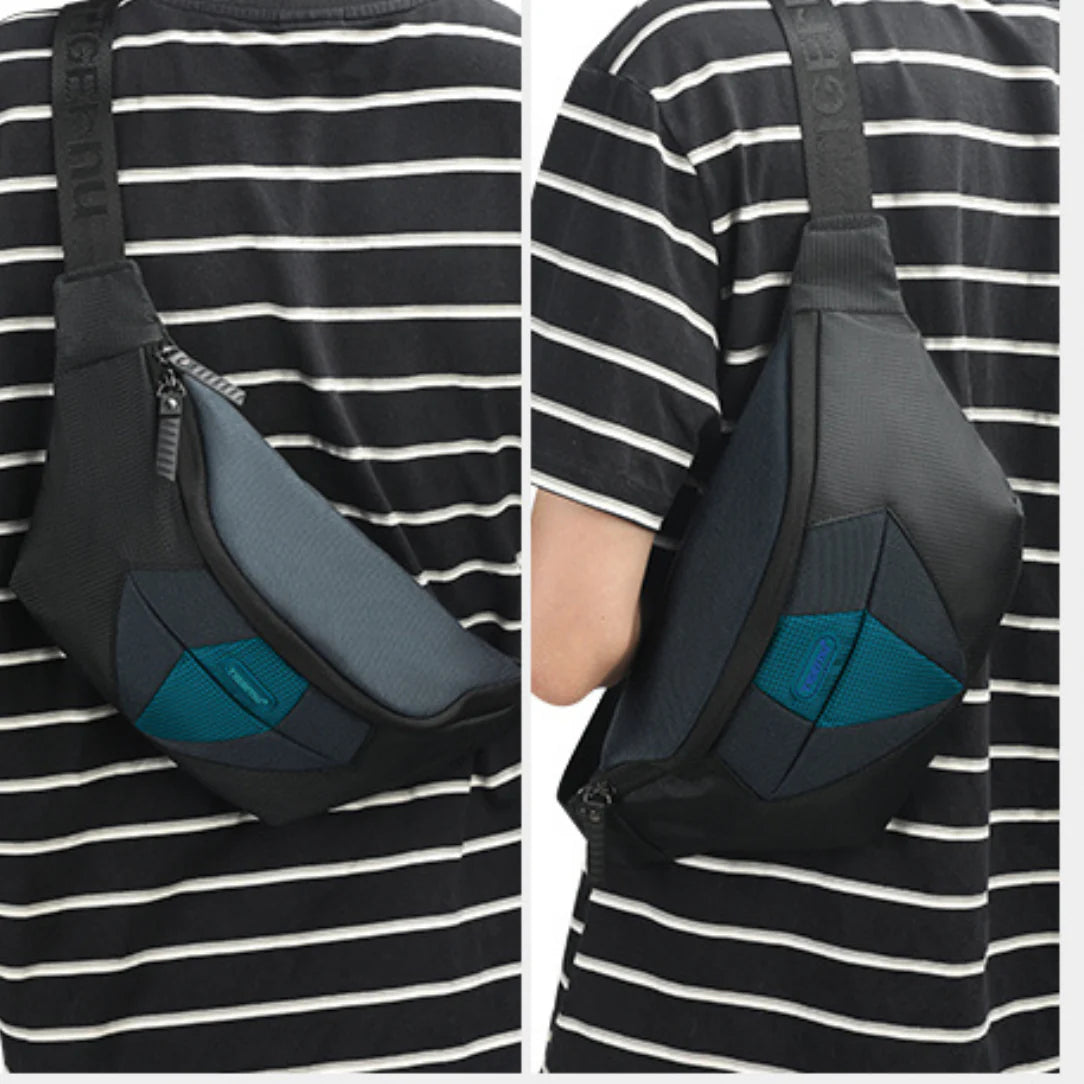 Sac banane sport noir et gris, sac banane trendy pour la course et le sport