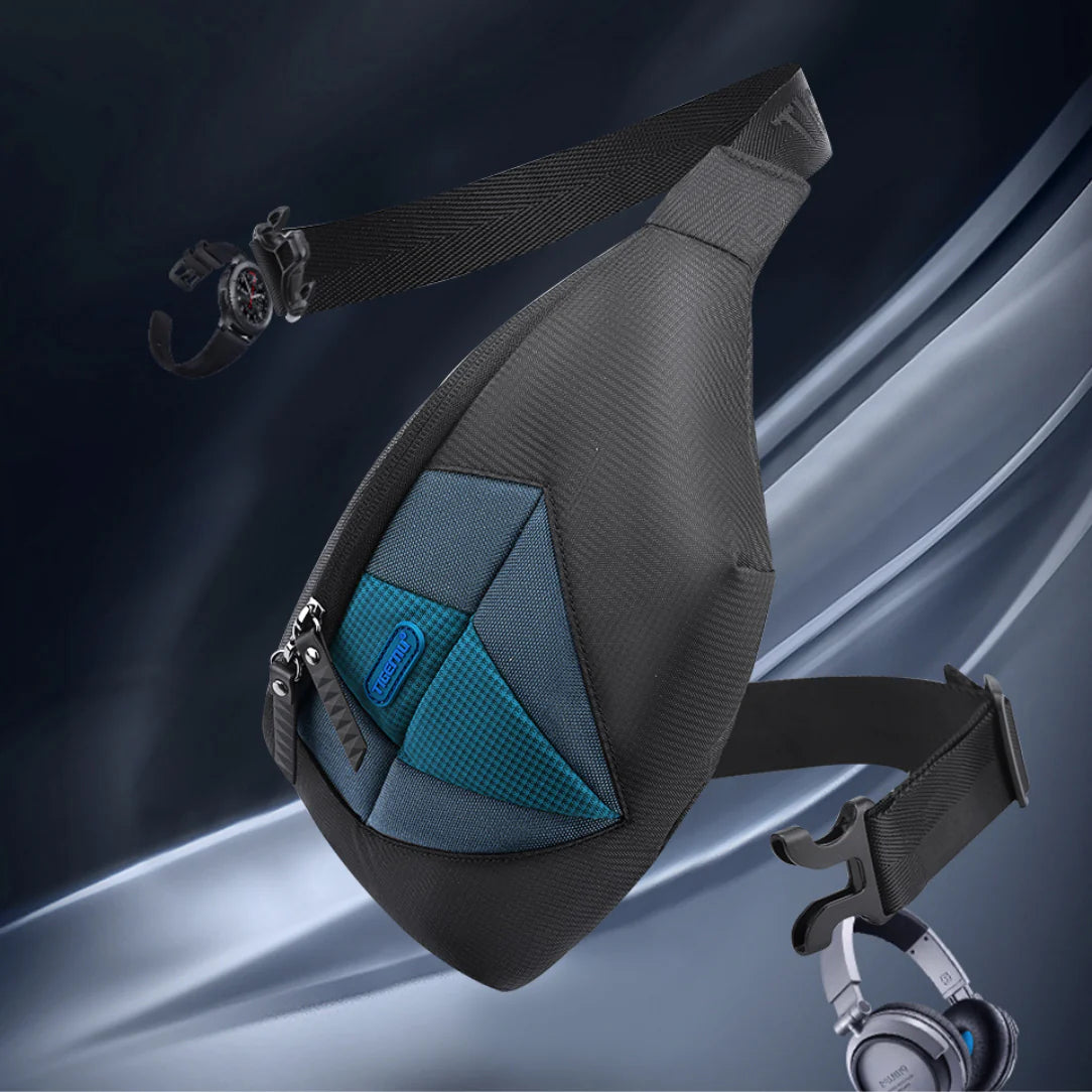 Sac banane sport ultra léger noire avec accents bleus, modéle Orion