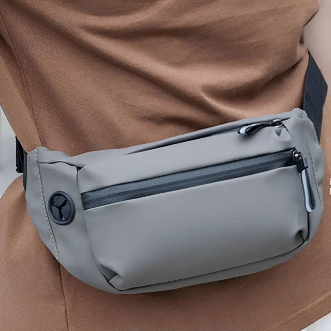 Sac bandoulière banane Swift gris avec poches zippées pour rangement pratique