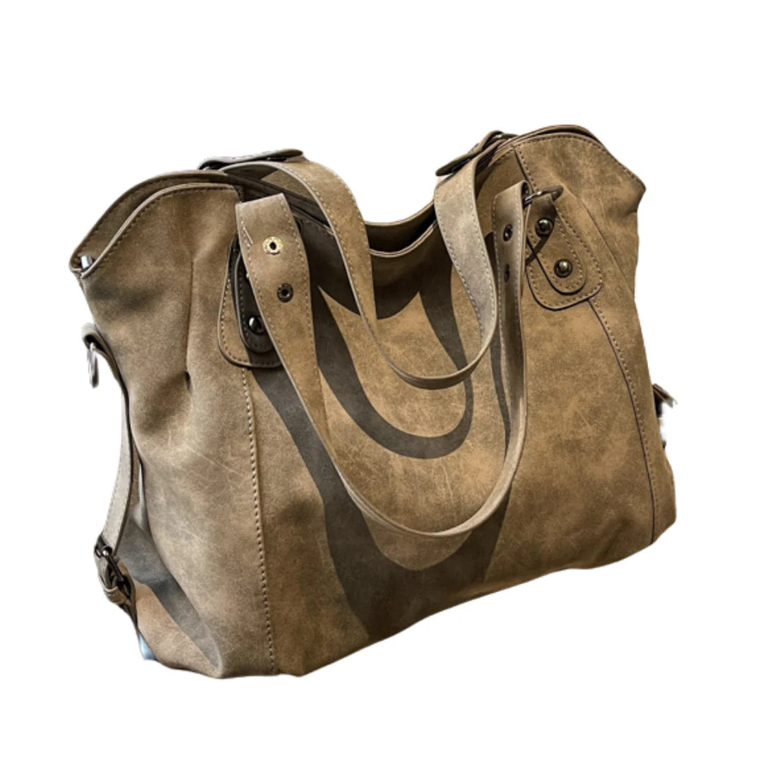 Sac bandoulière de cours Myndra en similicuir souple taupe pour un look chic