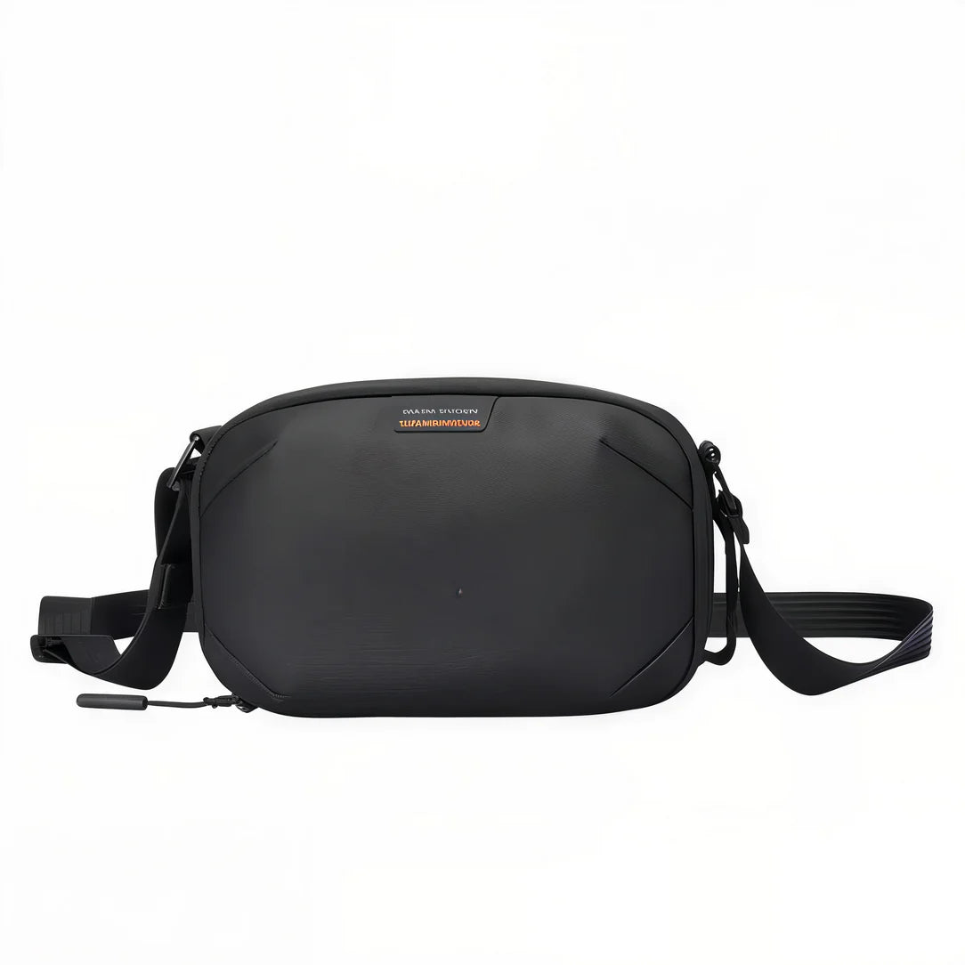 Sac à bandoulière en tissu Tesra avec design moderne et noir, idéal pour tous