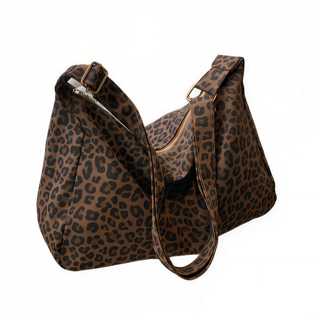 Sac bandoulière léopard femme en tissu façon peau, accessoire tendance et chic